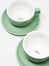Lade das Bild in den Galerie-Viewer, 2 Tassen mit Untersetzer - "mint"